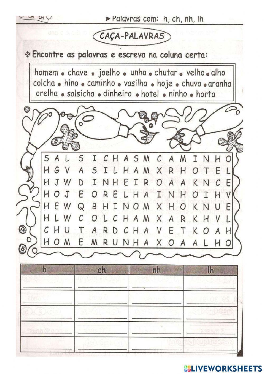 Caça-palavras simples 3 worksheet