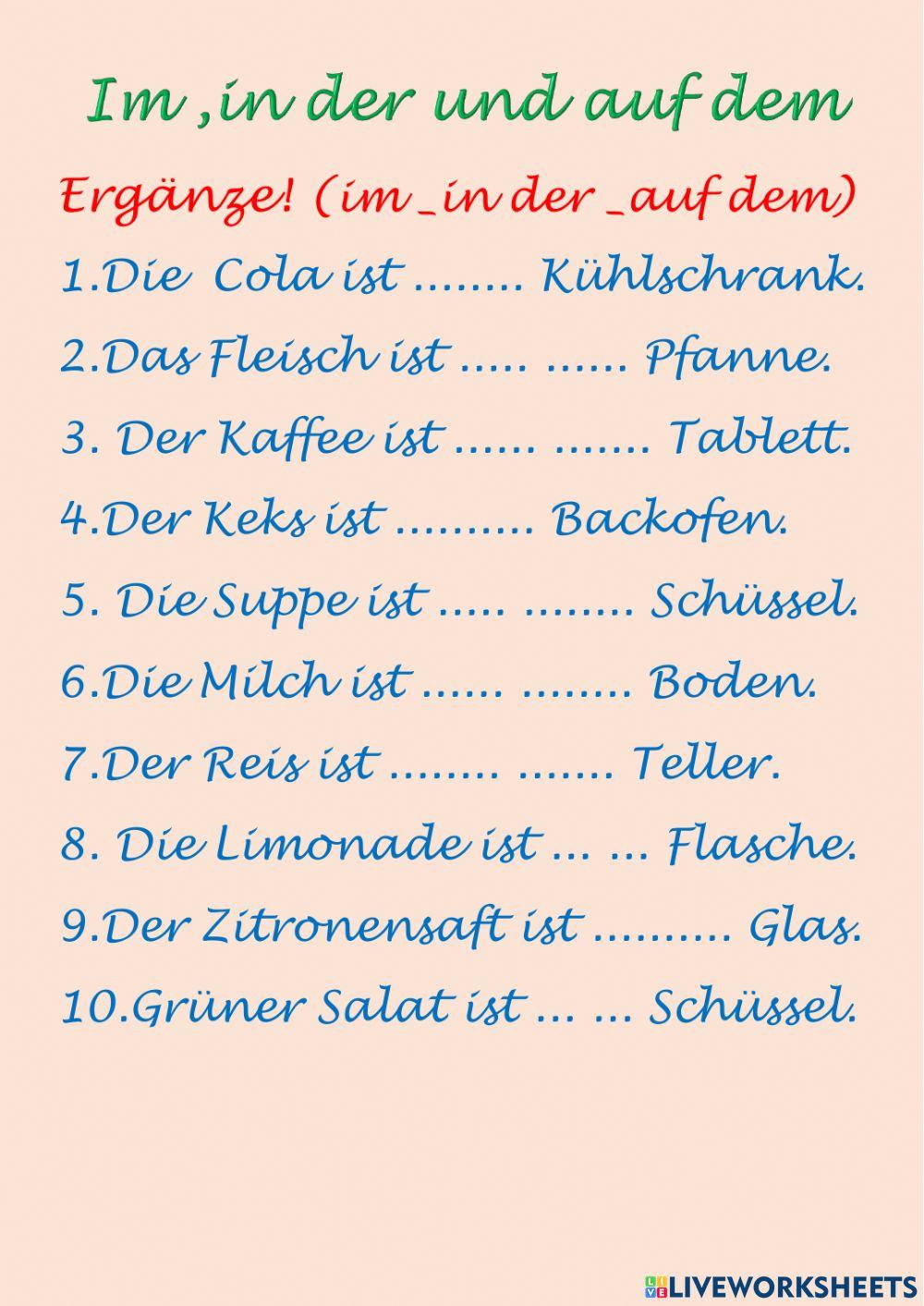 Die Präpositionen (im ,in der und auf dem)