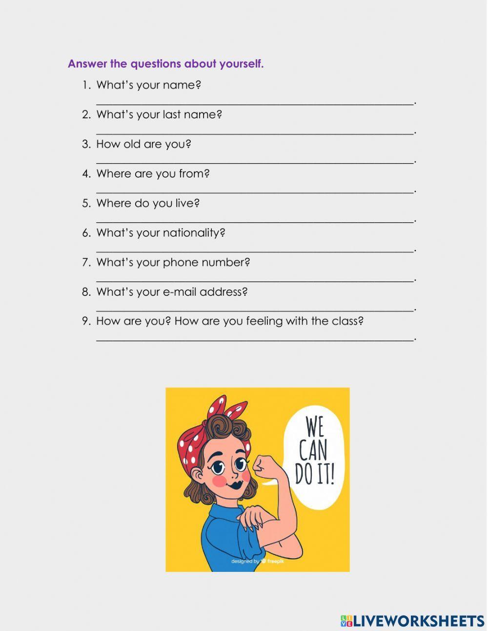 Review A1 Pronouns, verb be and possessive adjectives