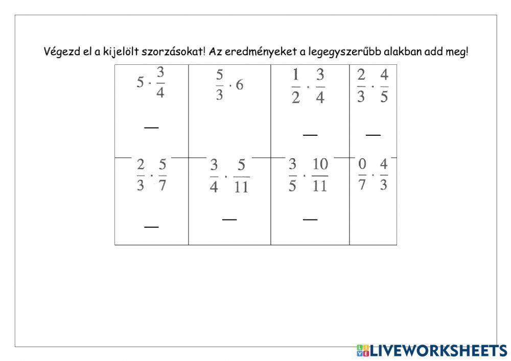 Törttel való szorzás