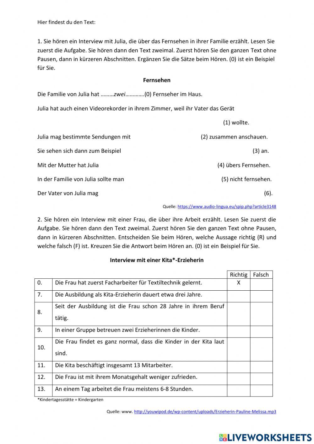 Középszintű érettségi Hören 2019. 10.