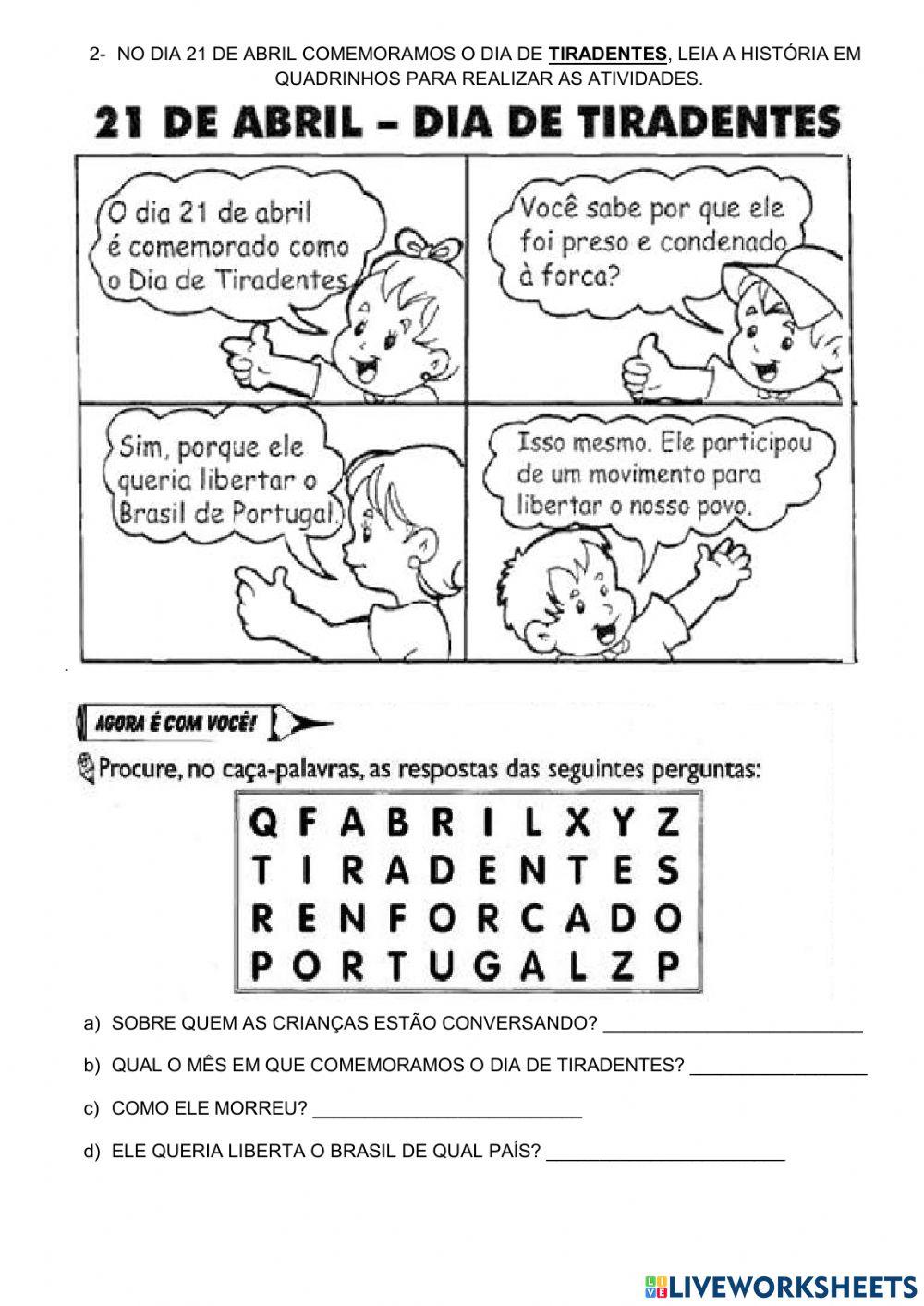 Dia do índio e dia de Tiradentes