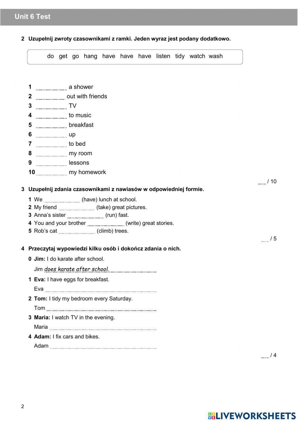 English Class A1+ Unit 7 Liveworksheets English Class A1+ Unit 7