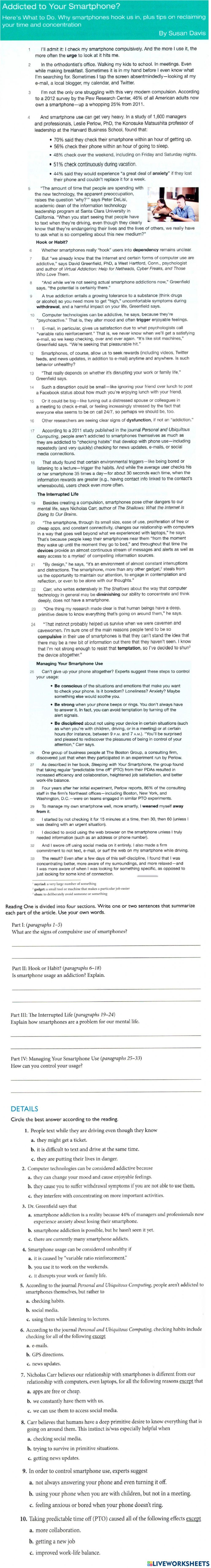 ARW03 Unit8 reading one addicted to your smartphone?