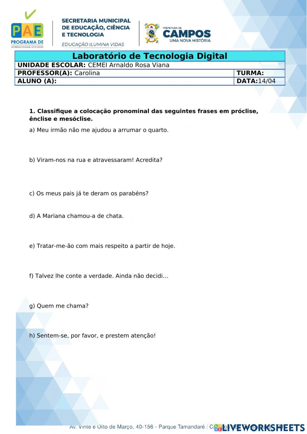 Colocação pronominal