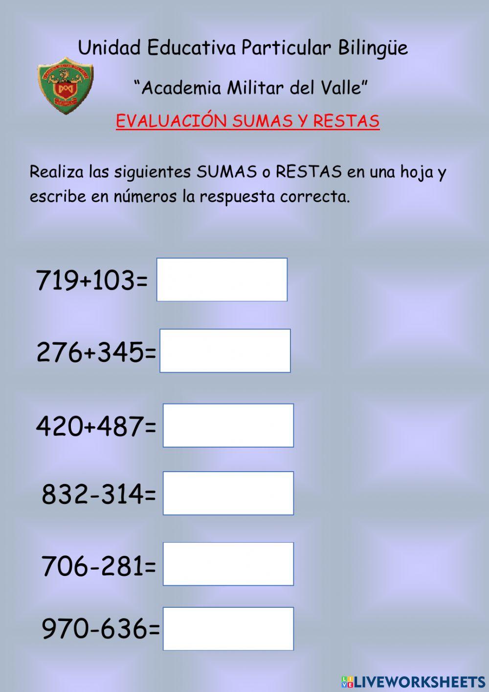 Sumas y restas con centenas