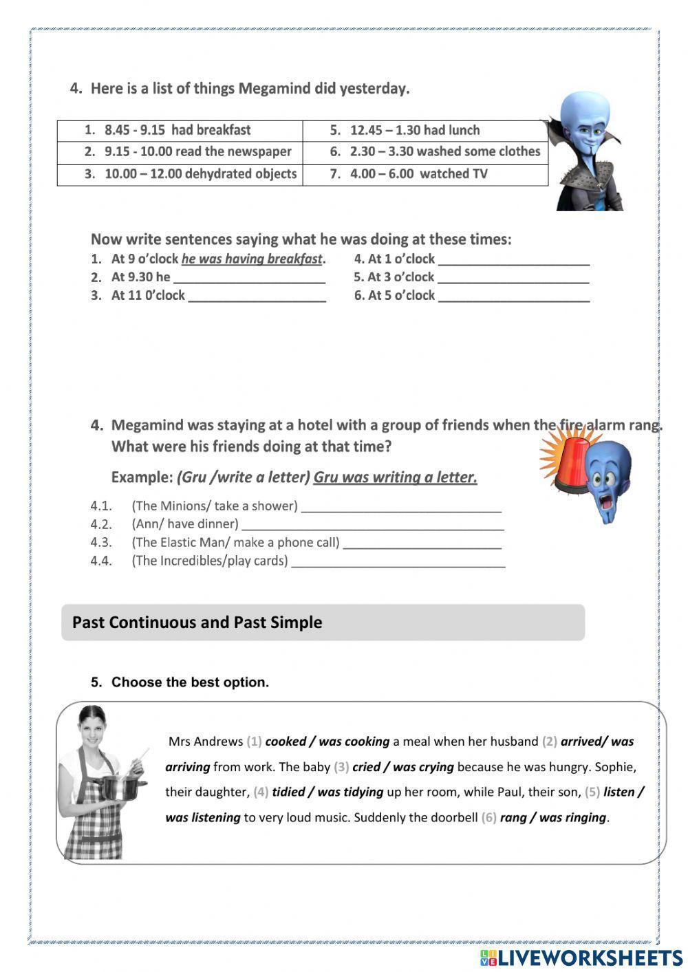 Past Simple and Continuous -easy