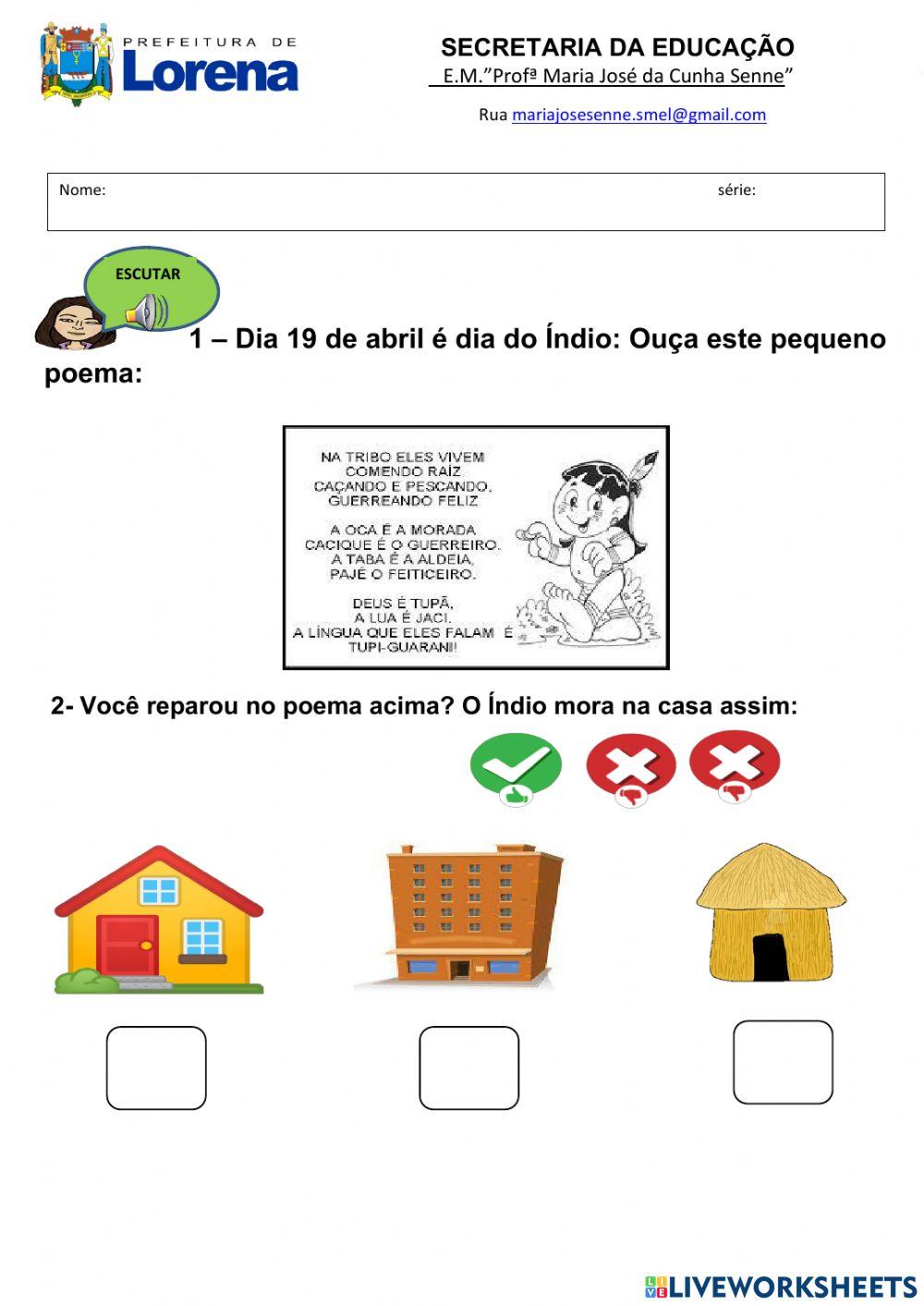 Dia 19 de abril dia do índio