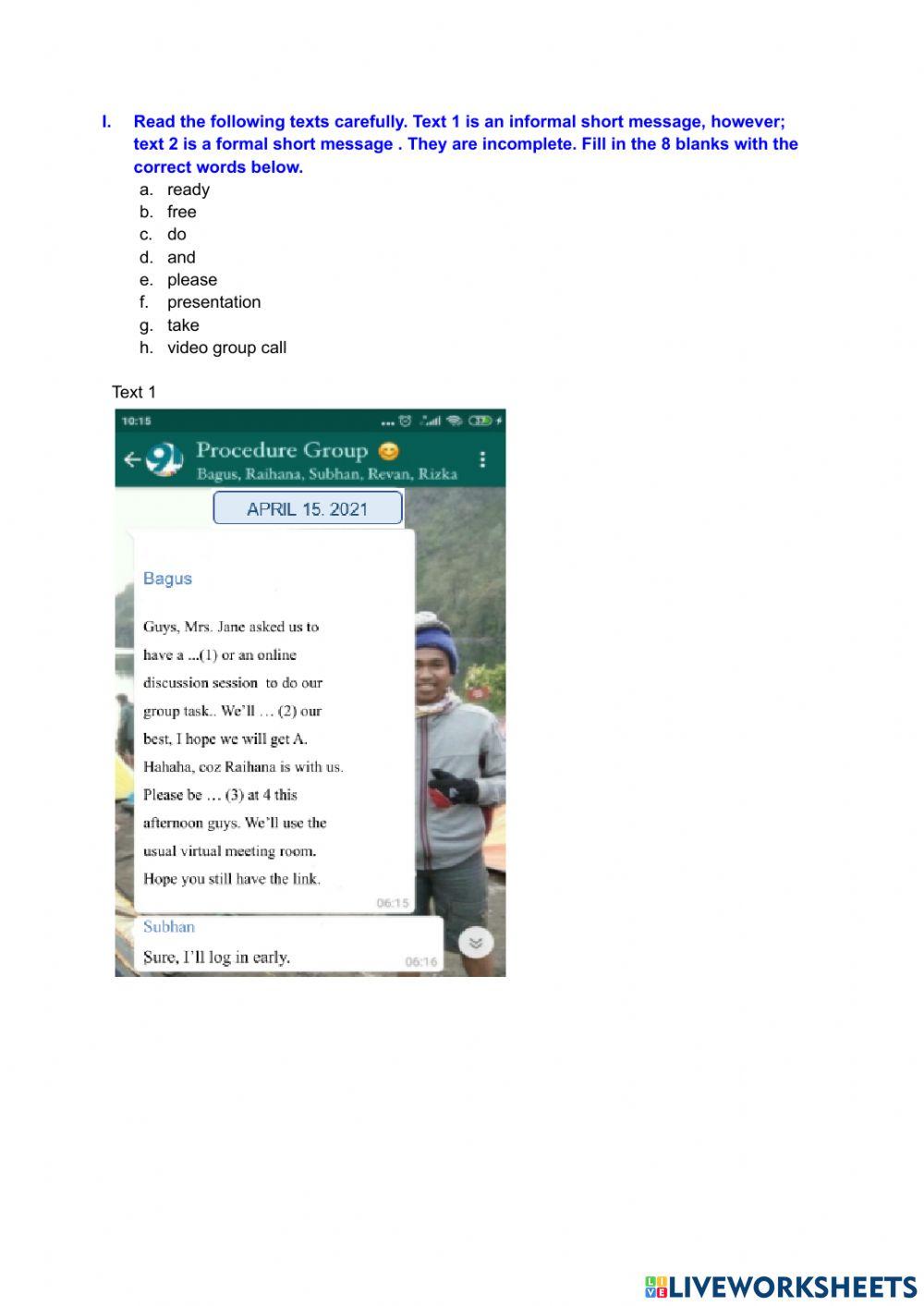 Notice and short message