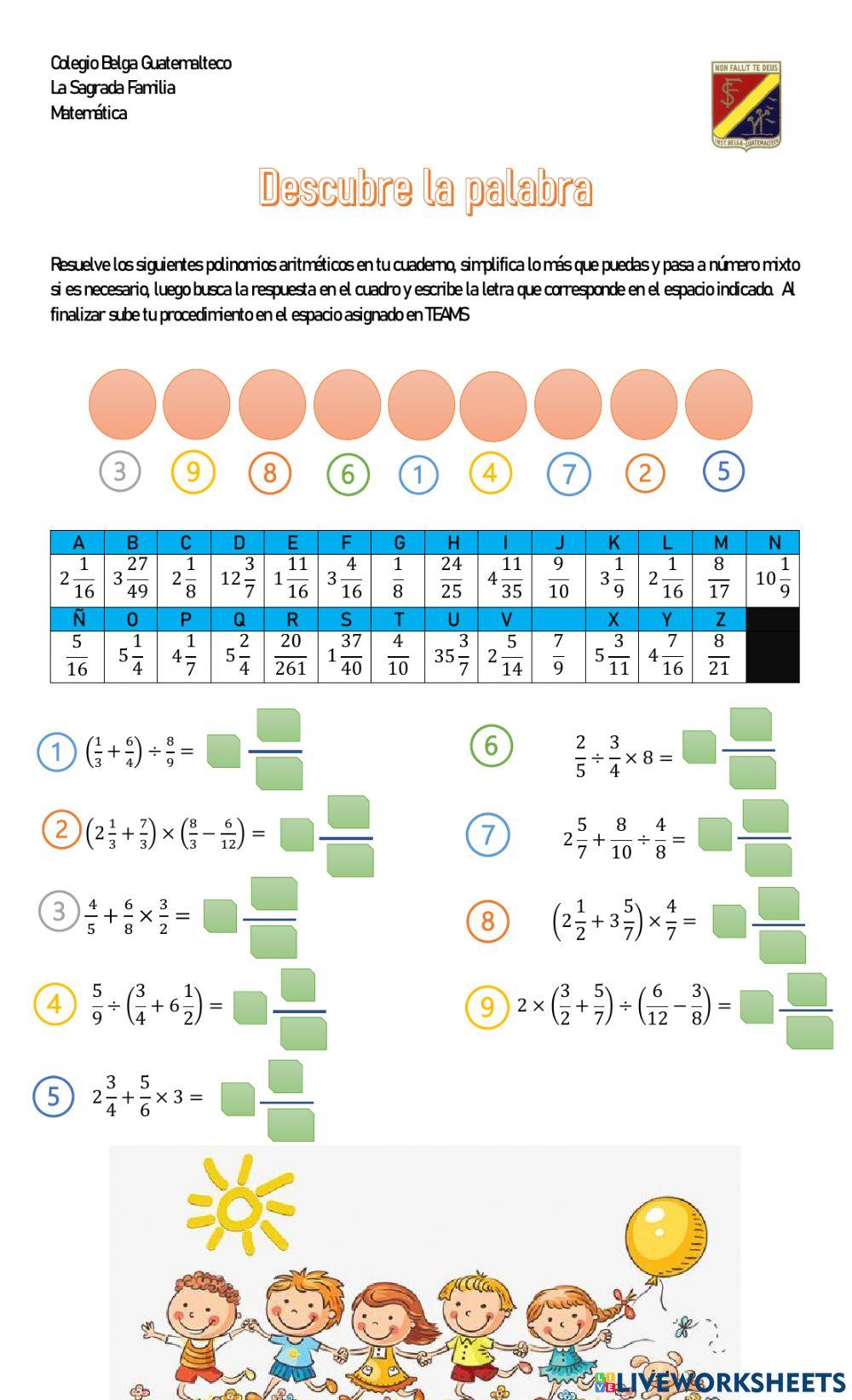 Polinomios aritméticos fracciones
