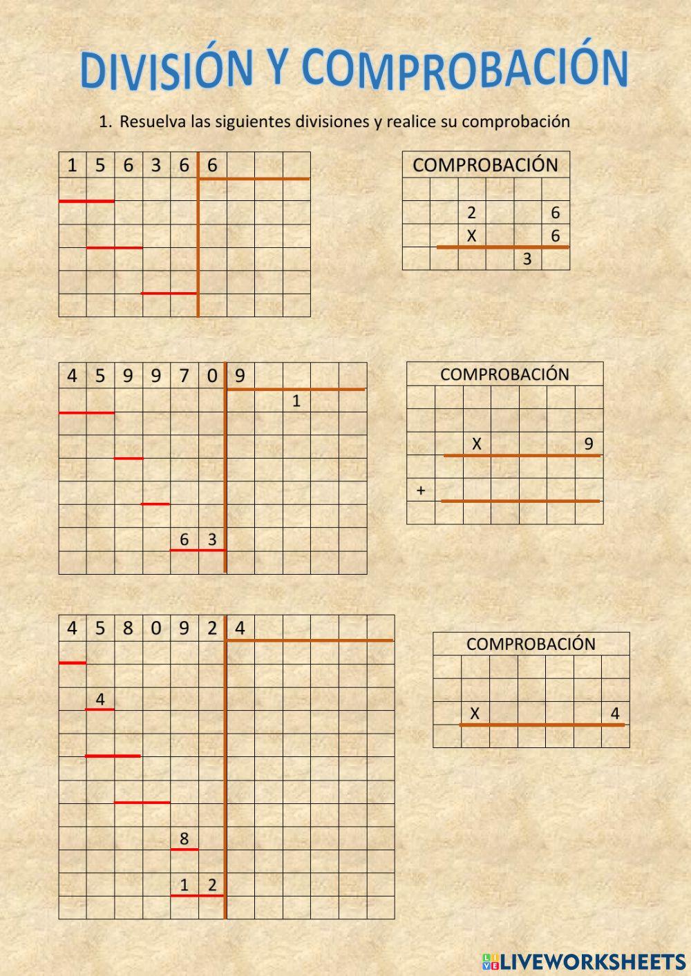 División y comprobación División y comprobación