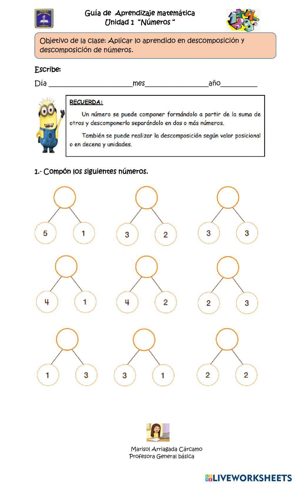 Composición y descomposición  de números hasta el 10