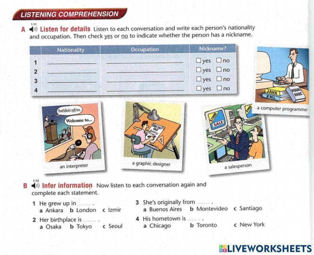 Top notch 1 unit 1 lesson 3 worksheet Live Worksheets