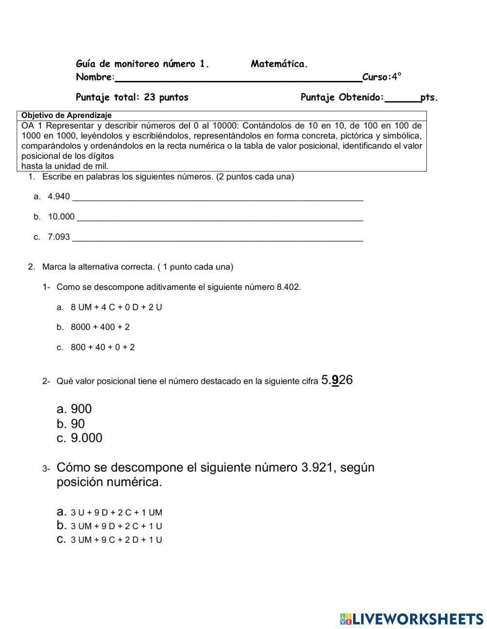 Numeración hasta 10.000