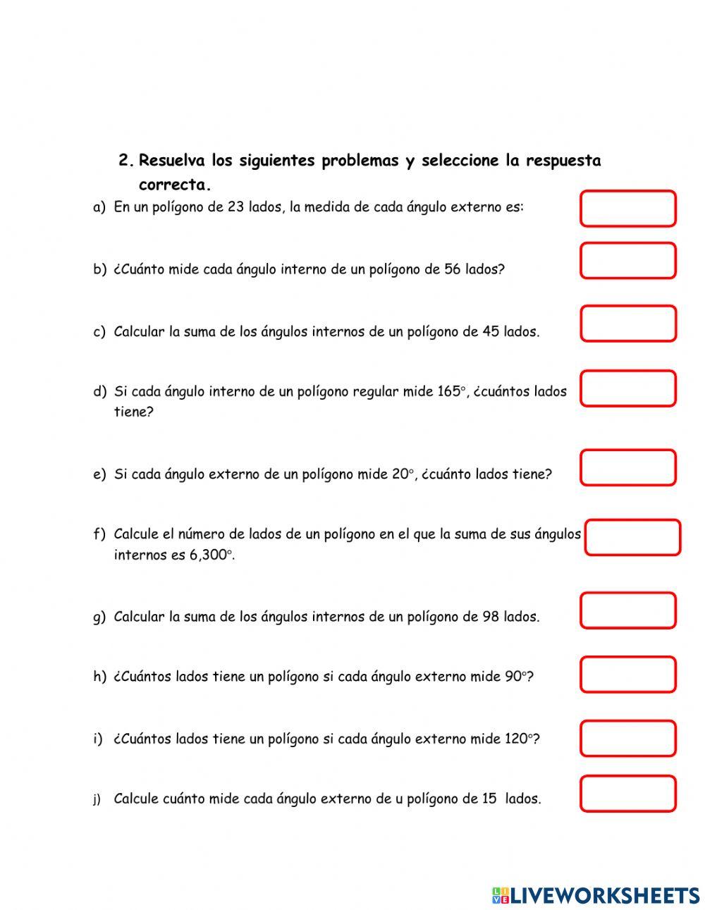 Ángulos de polígonos