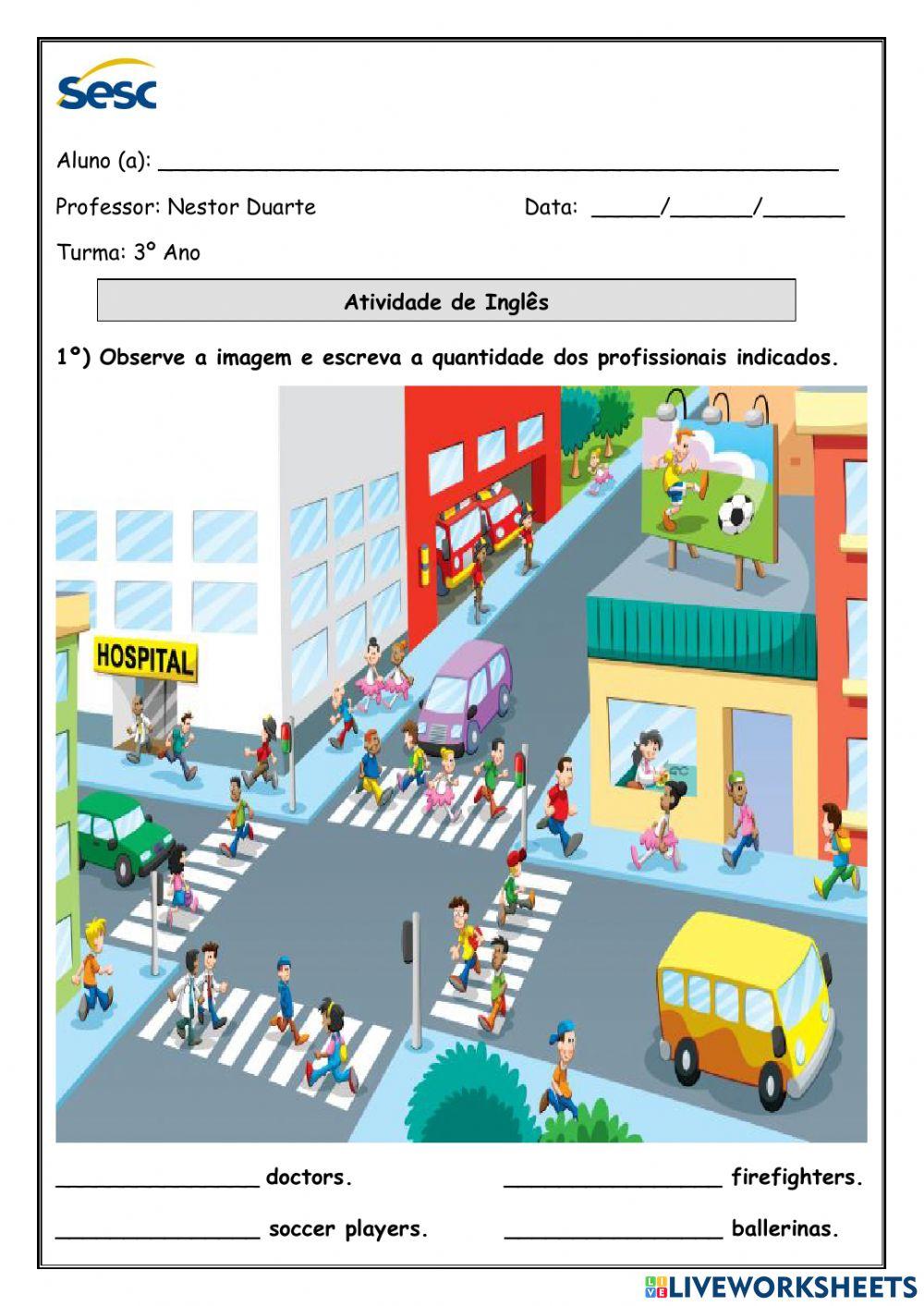 Atividade escrita e auditiva de Inglês