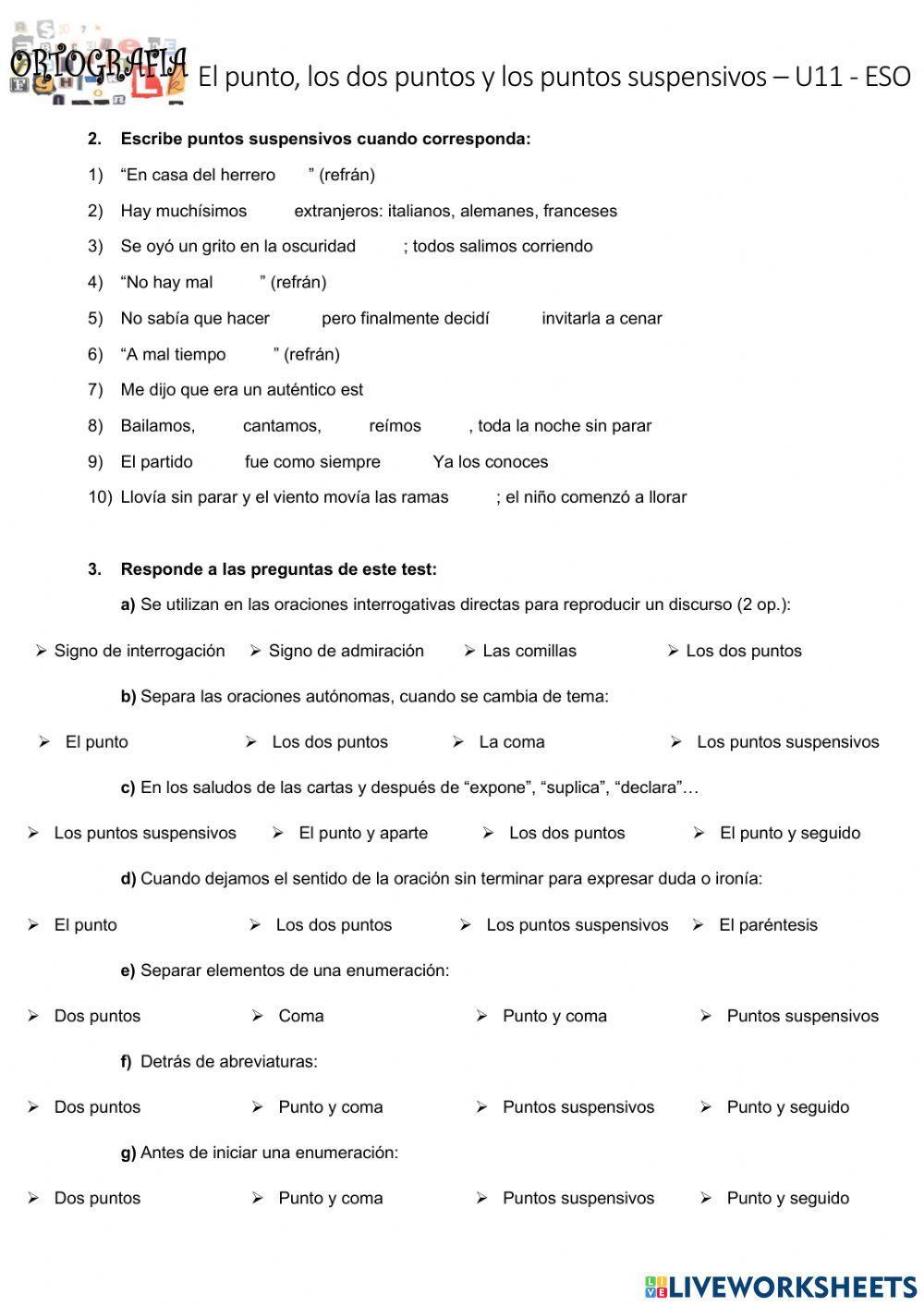 El punto, los dos puntos y los puntos suspensivos