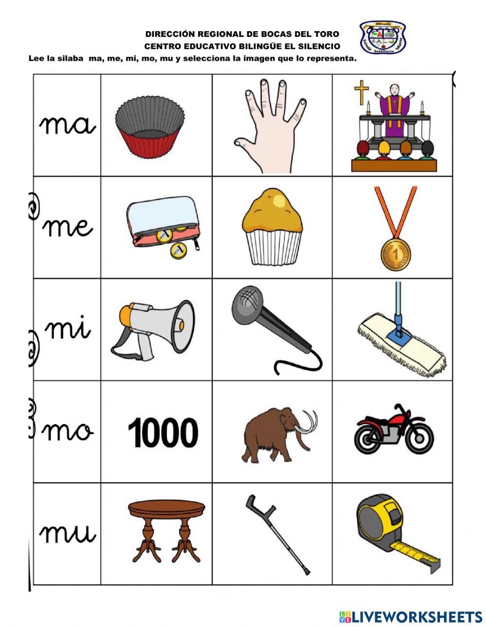 Sílabas ma,me,mi,mo,mu