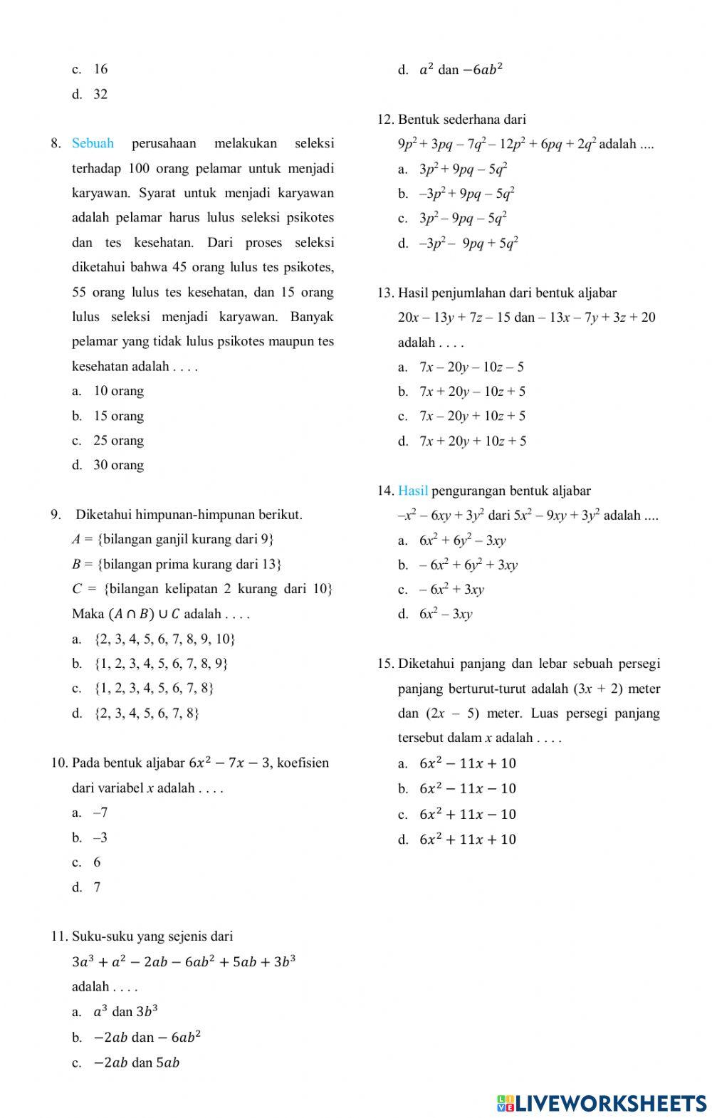 PAS Matematika Sem 1