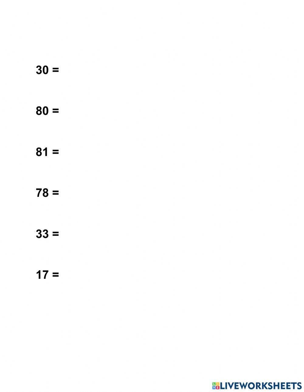 Place value expanded form (in figures)