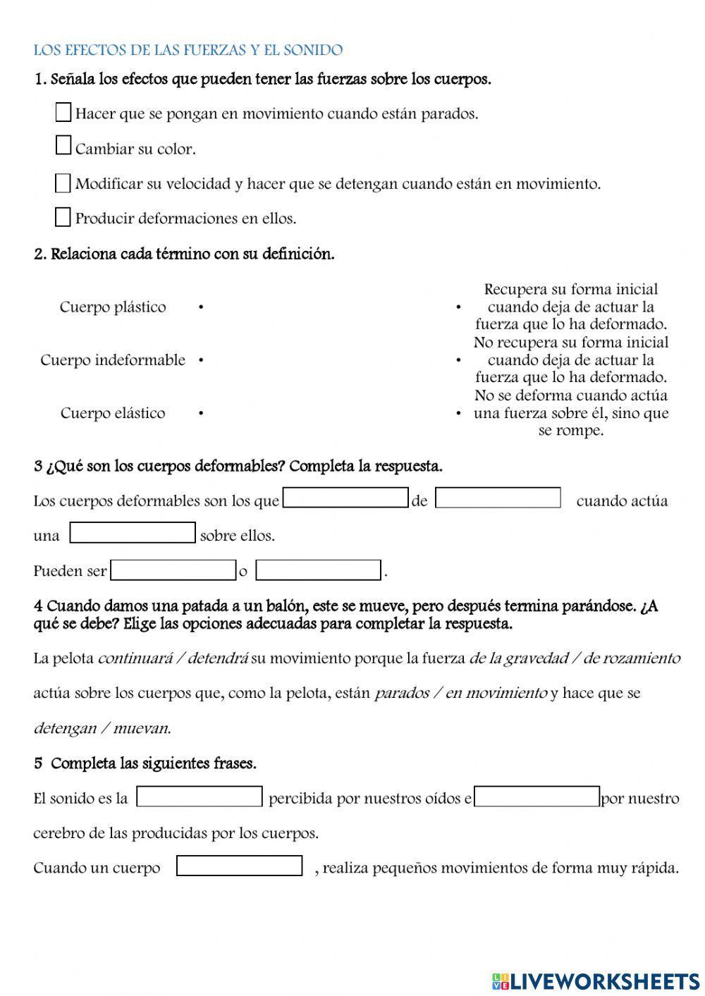 Los efectos de las fuerzas y el sonido