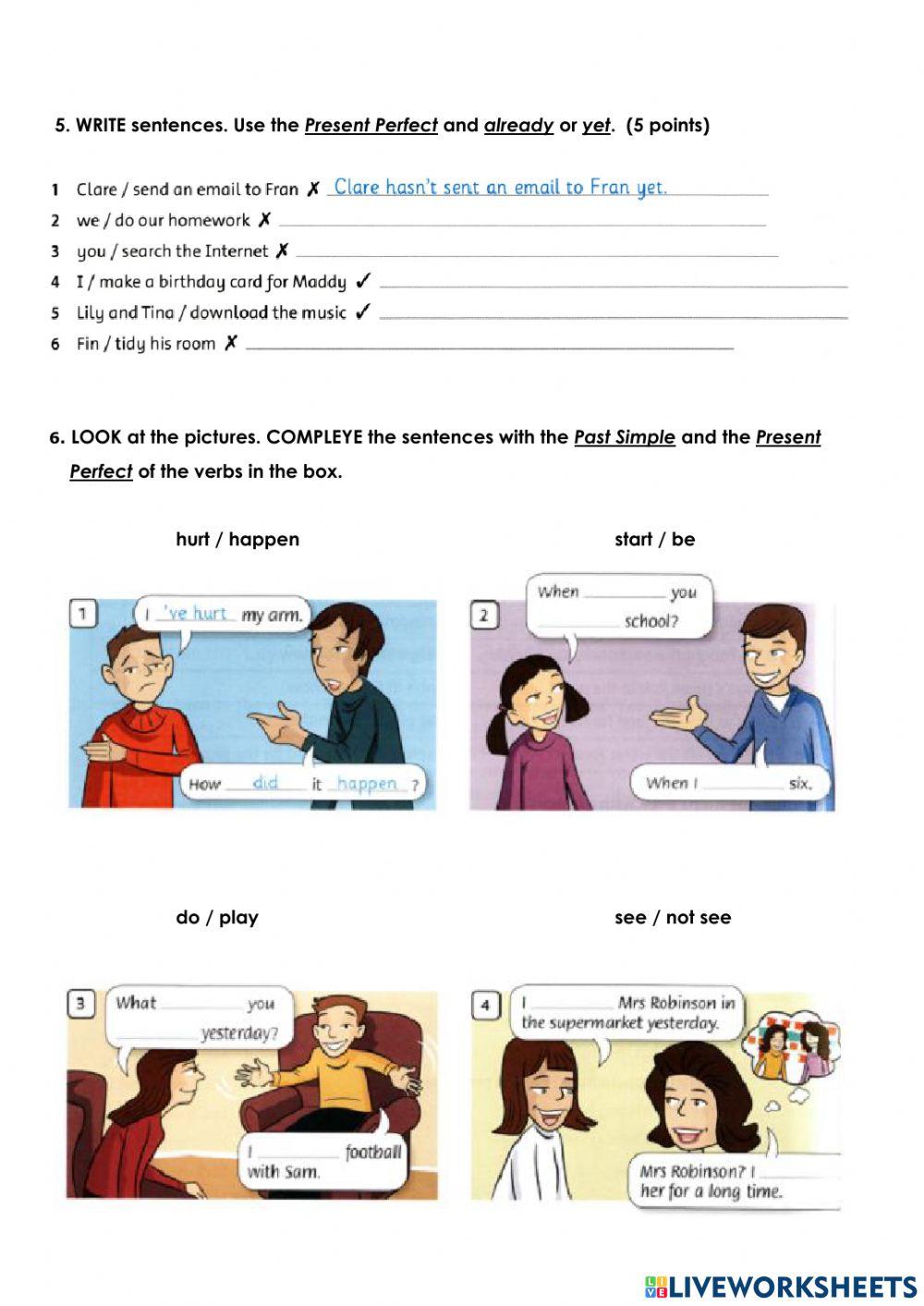 Present perfect and Past simple Test