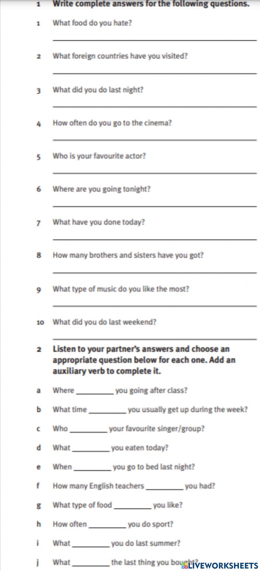 Auxiliary verbs practice student 1