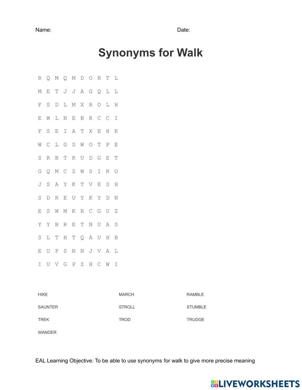 Synonyms for Walk and Run