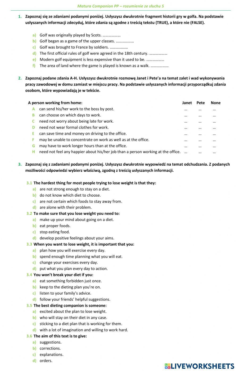 Matura Companion PP - rozumienie ze słuchu 5