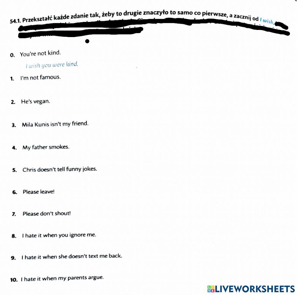 If only- I wish - kartkówka