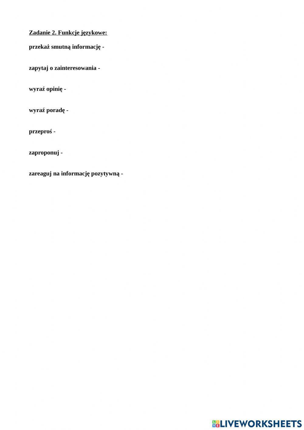 Reagowanie językowe, funkcje językowe