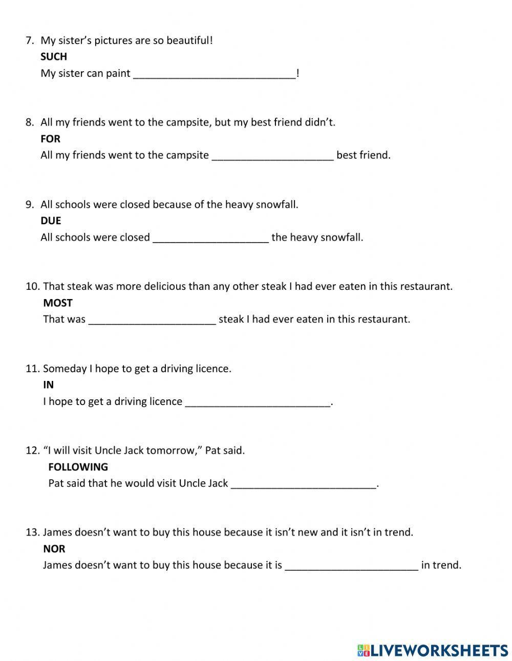 Key word transformations