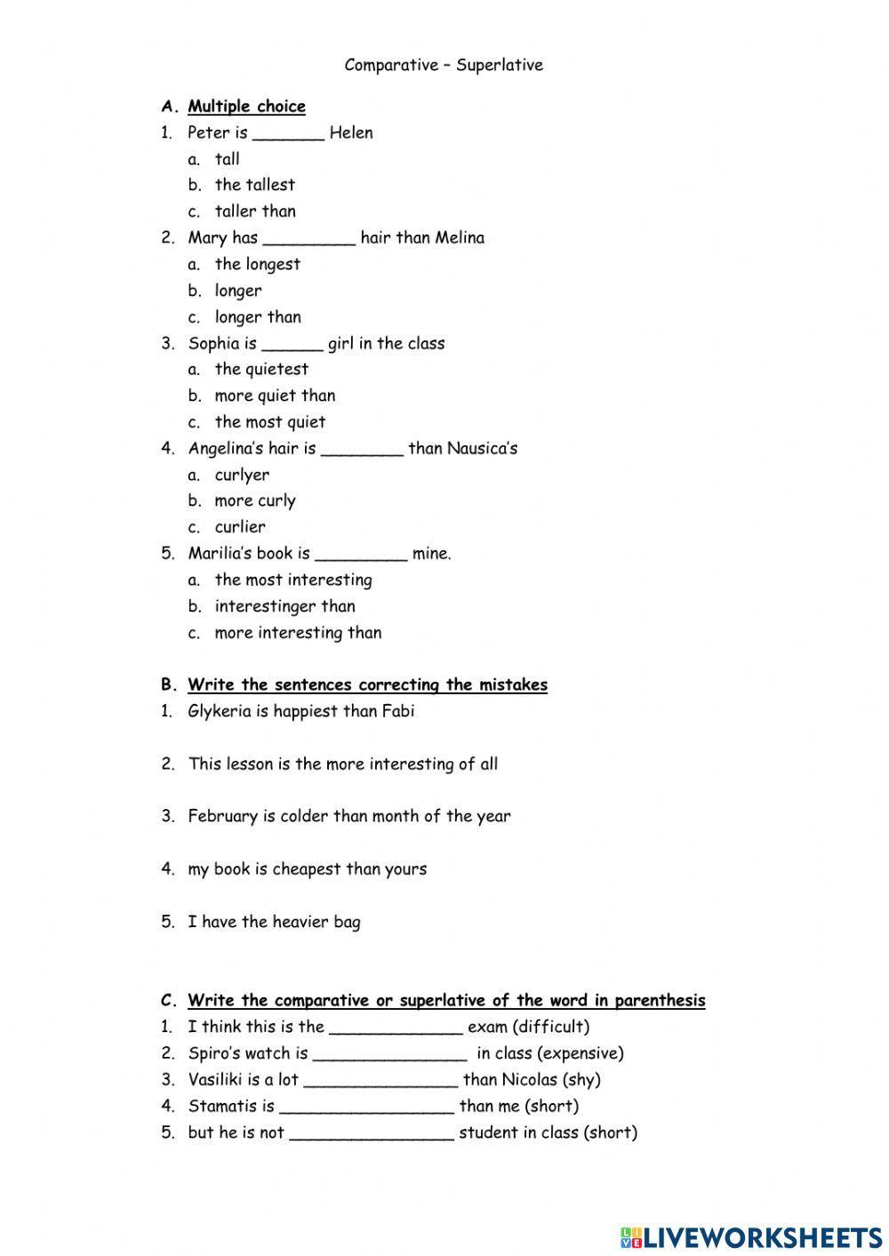Comparative Superlative