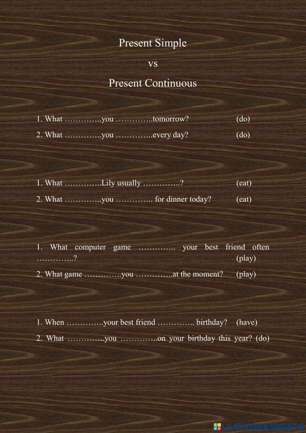 Present simple vs present continuous