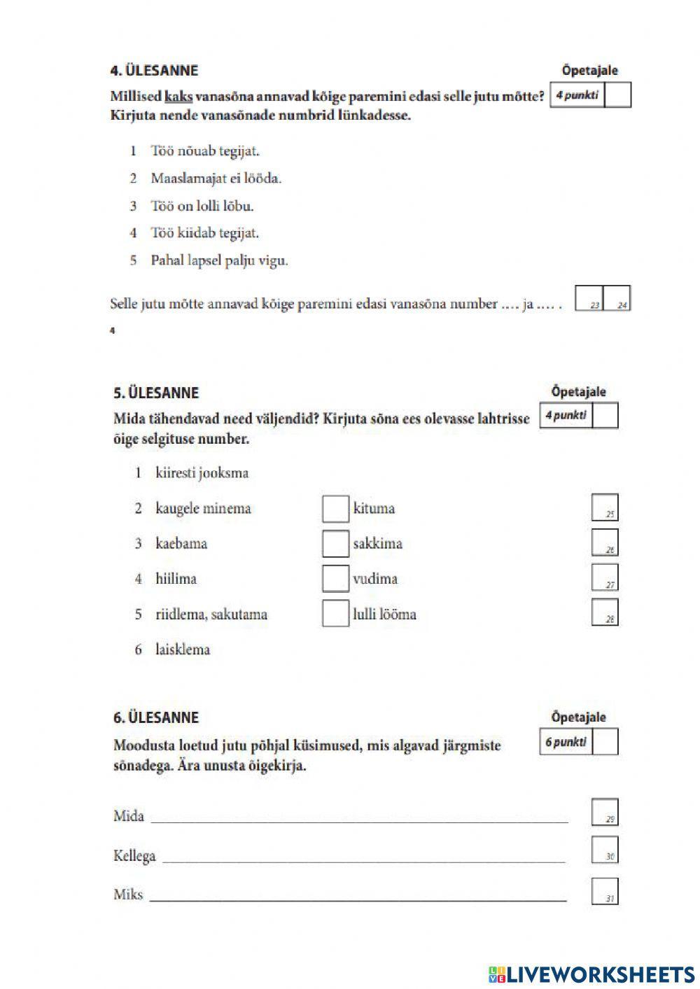 Tasemetöö 3. klass Tasemetöö 3. klass