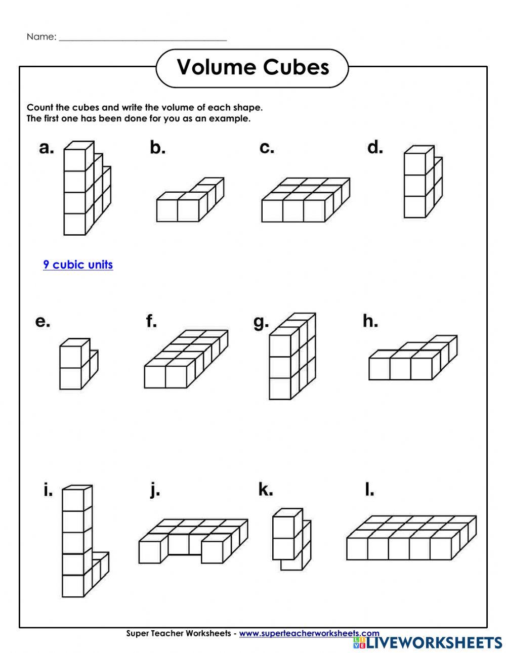Volume (cubic units) online exercise for | Live Worksheets