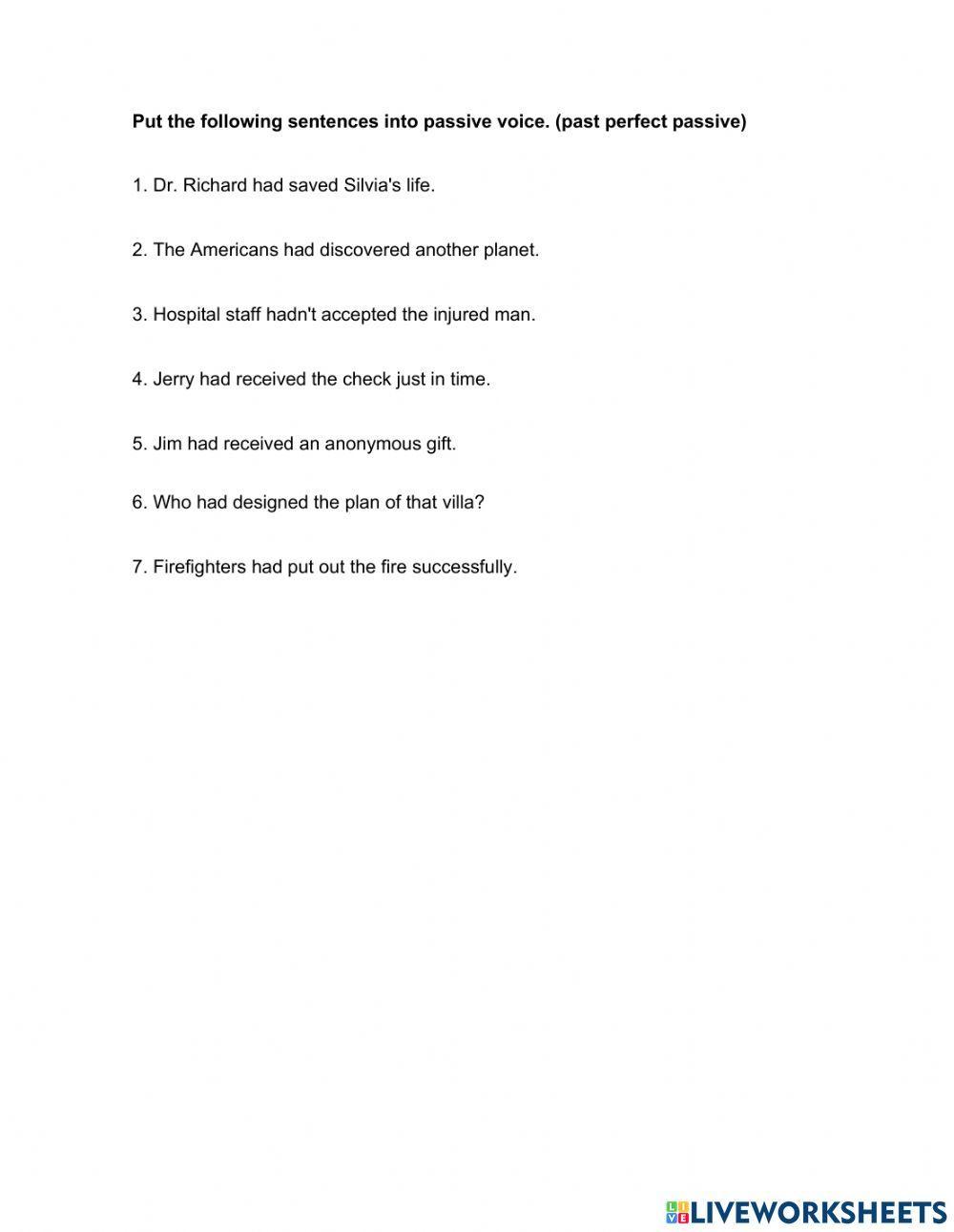 Past Perfect Passive