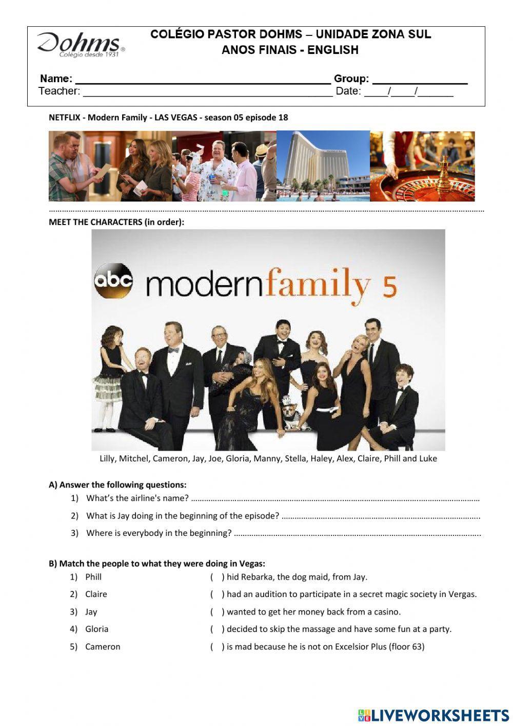 Modern family - gerunds and infinitives
