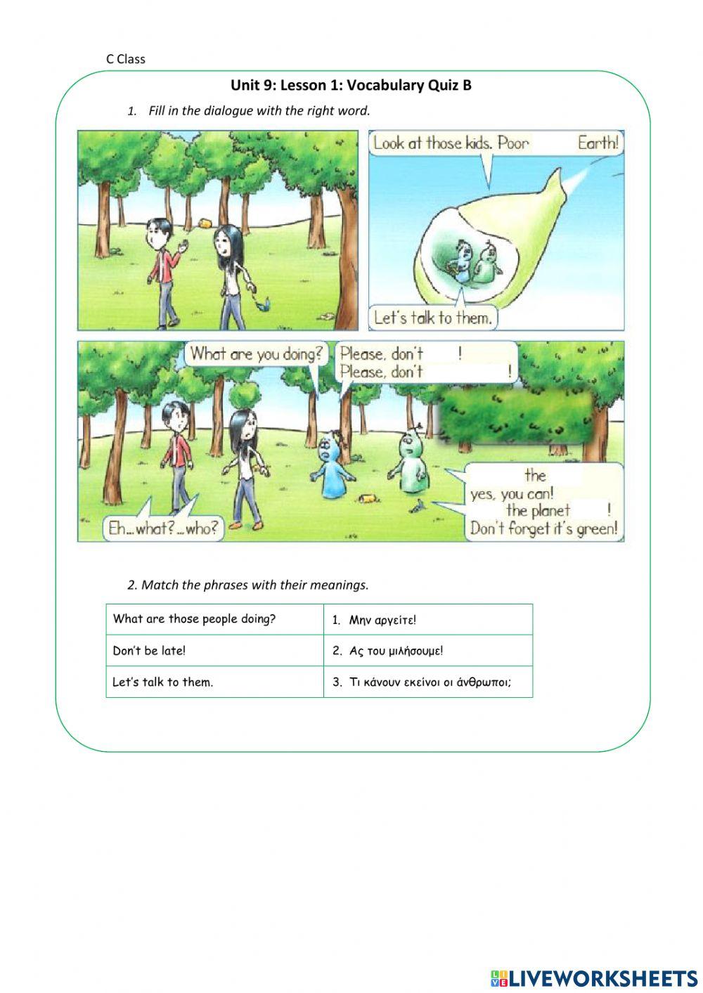 Unit 9 Lesson 1 Quiz B