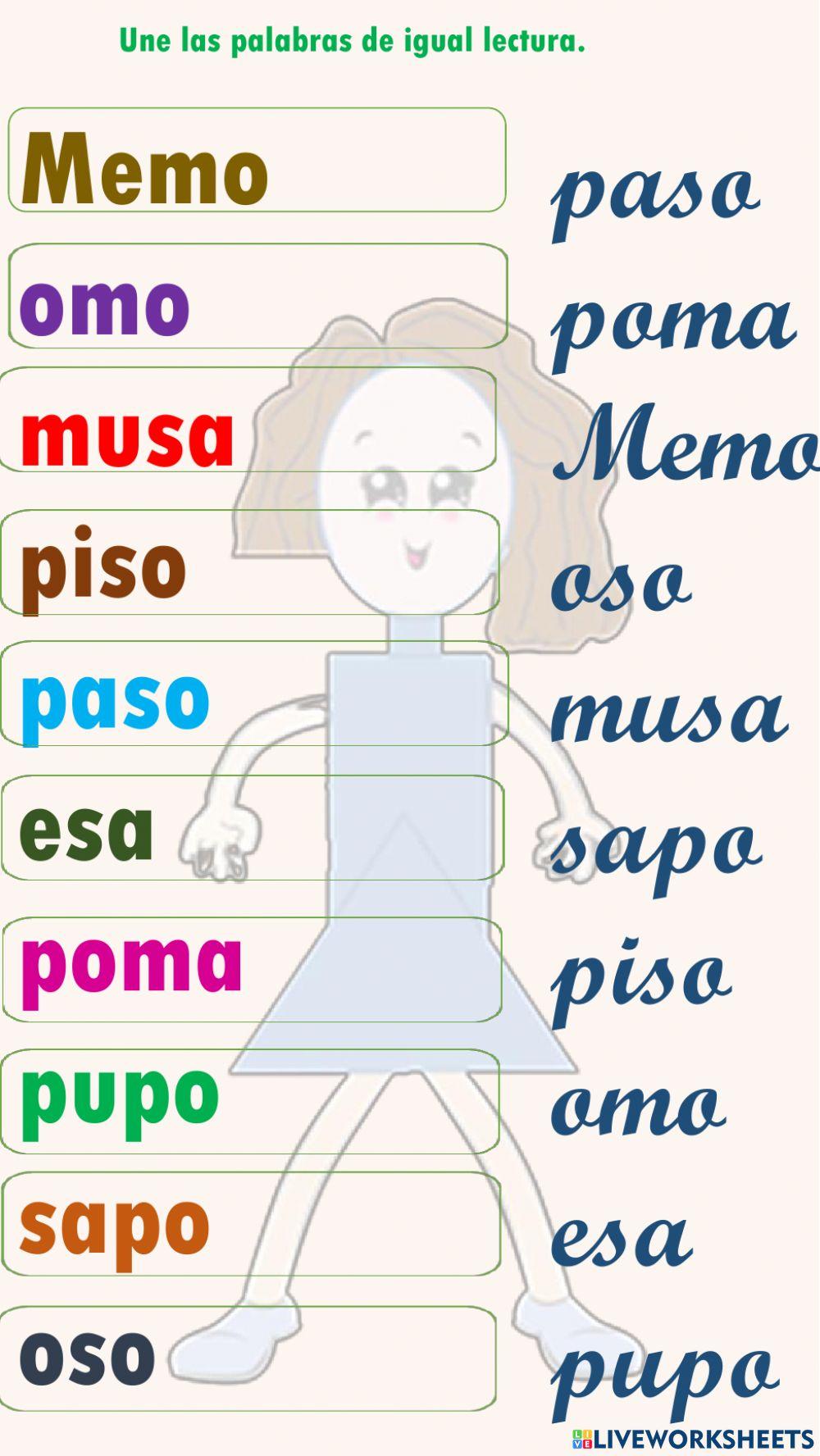 Une las palabras de igual lectura