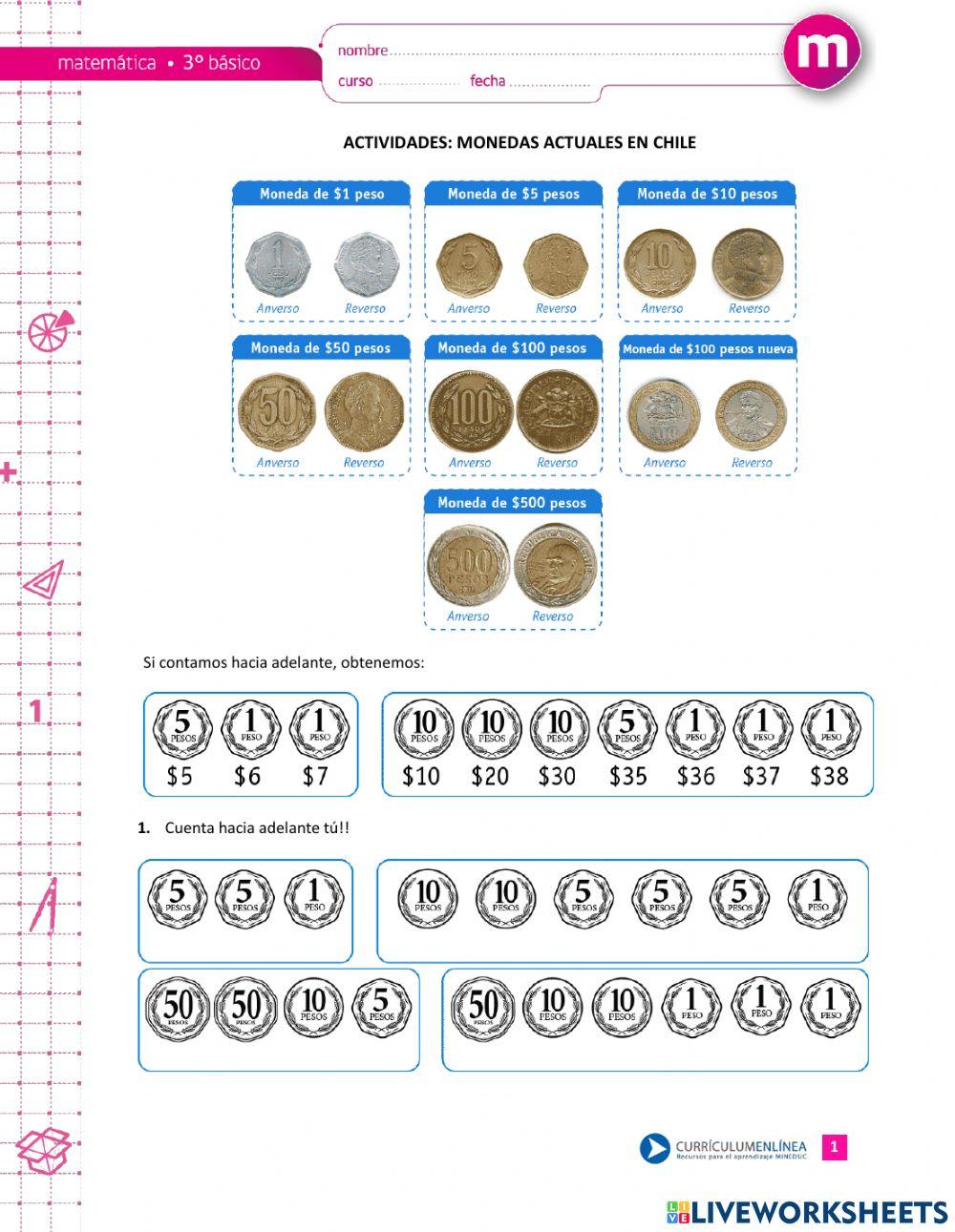 Monedas de 100- 10- 5 -1