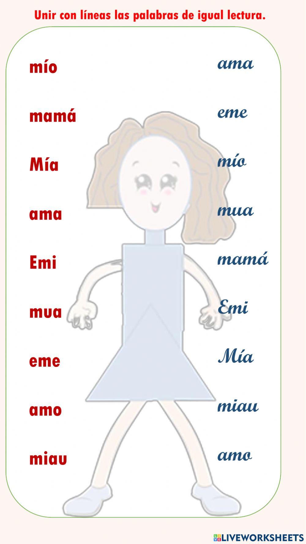 Une con líneas las palabras de igual lectura.