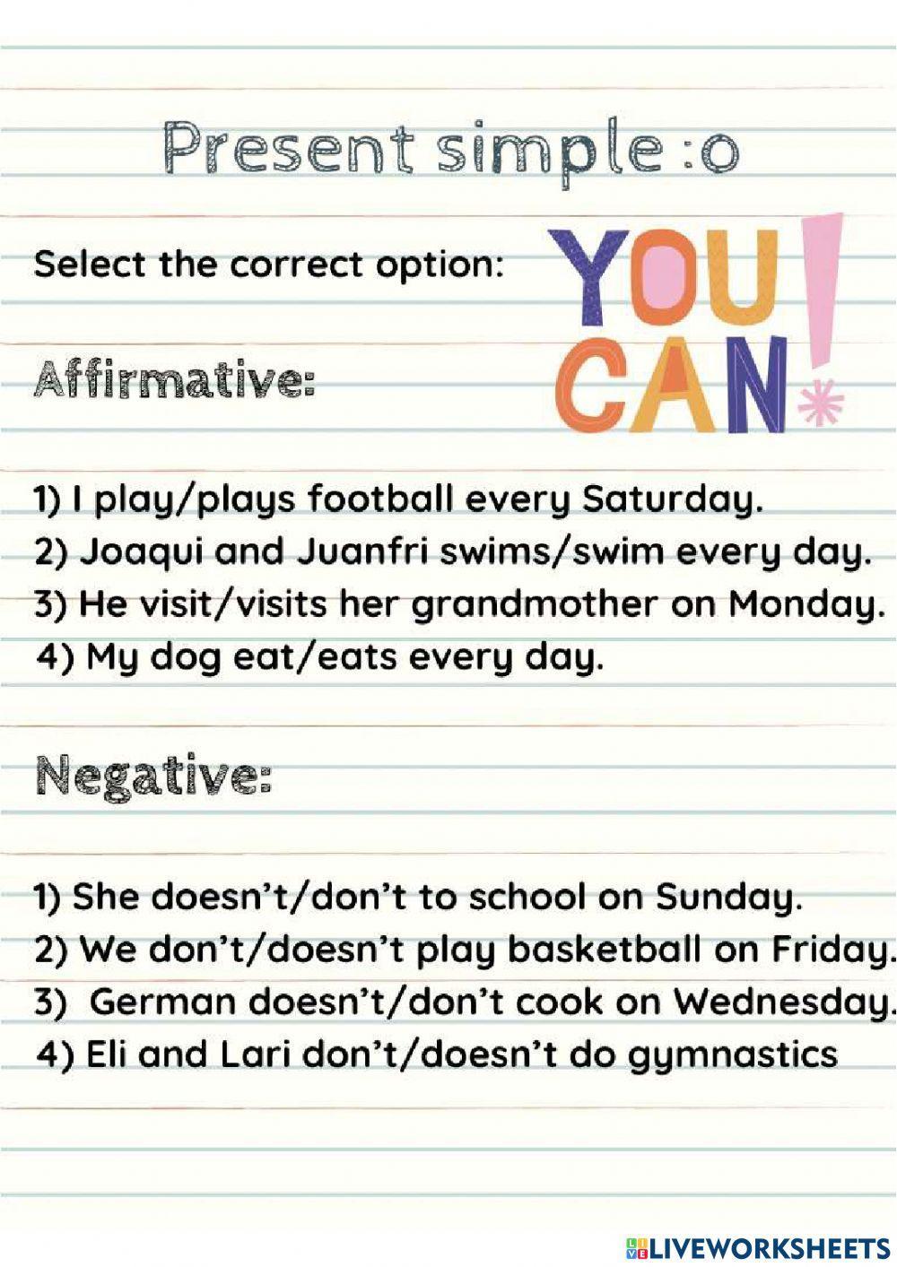 Present simpe - second grade