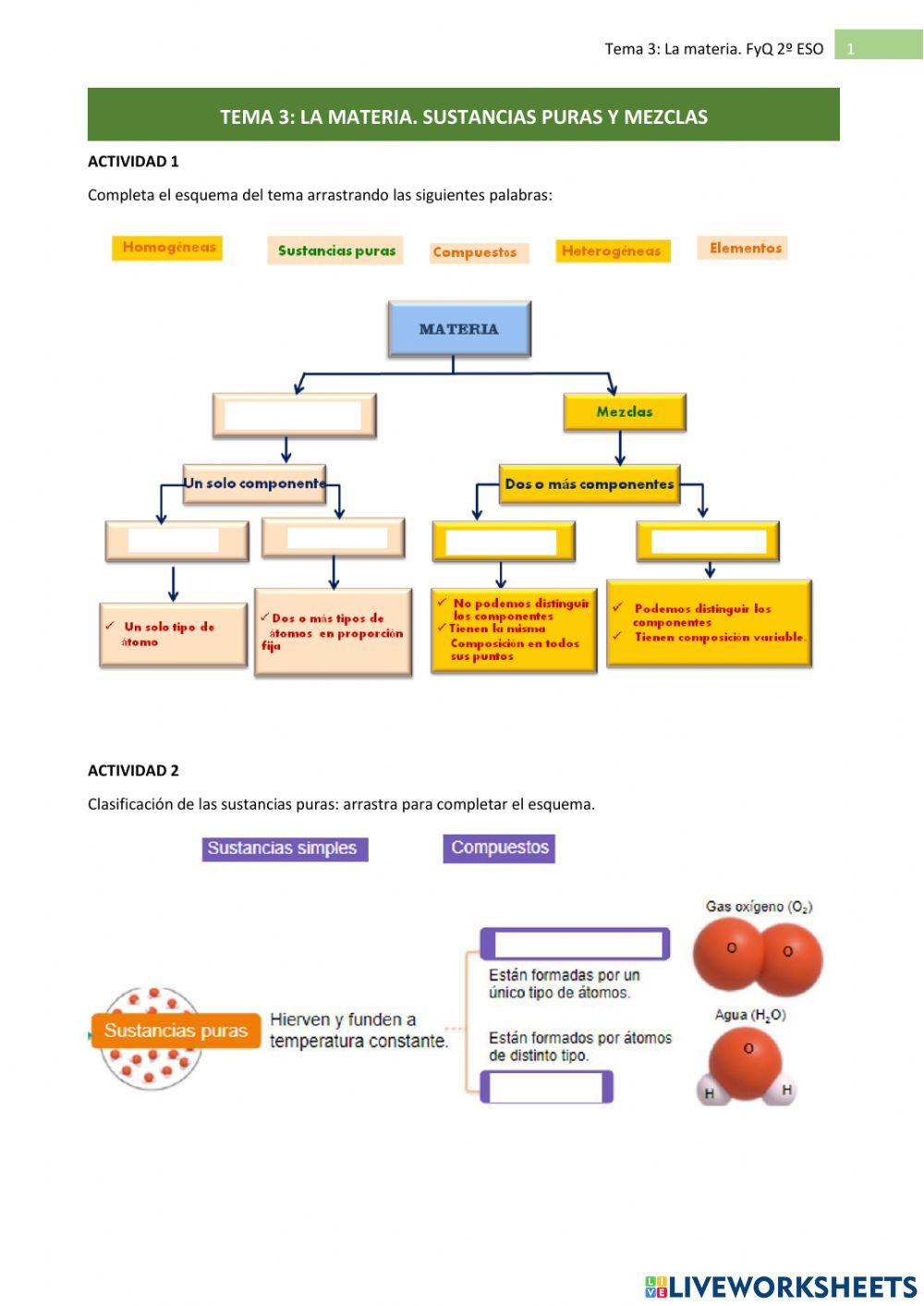 Fyq2eso-tema 3 ficha 2 completa-Clasificación materia y métodos de separación