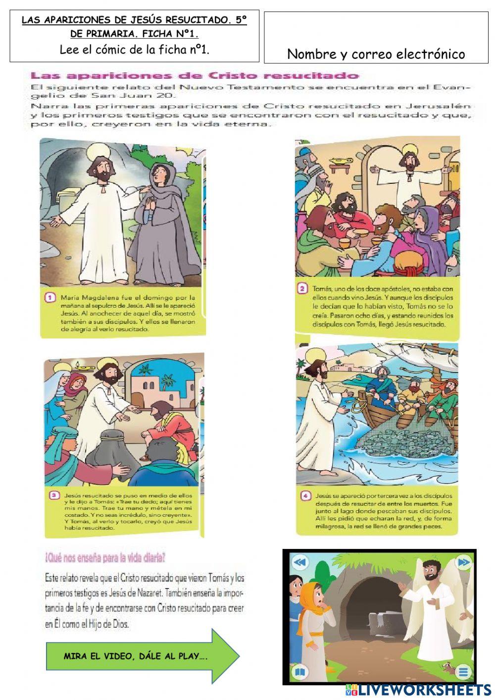 Las aparicicones de Jesús Resucitado. 5º de Primaria.