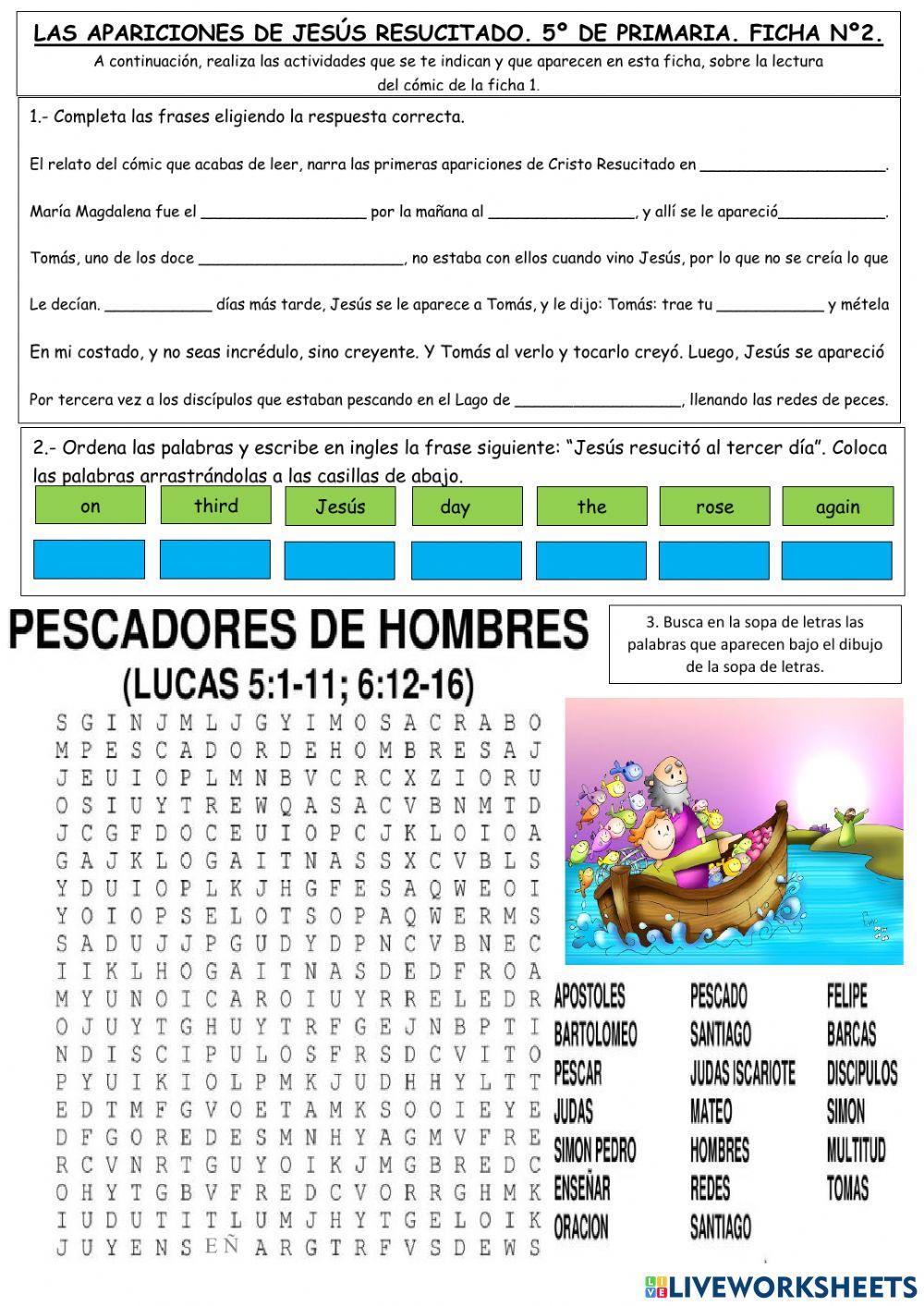 Las aparicicones de Jesús Resucitado. 5º de Primaria.