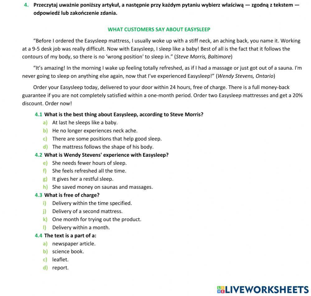 Matura Companion PP - czytanie ze zrozumieniem 1