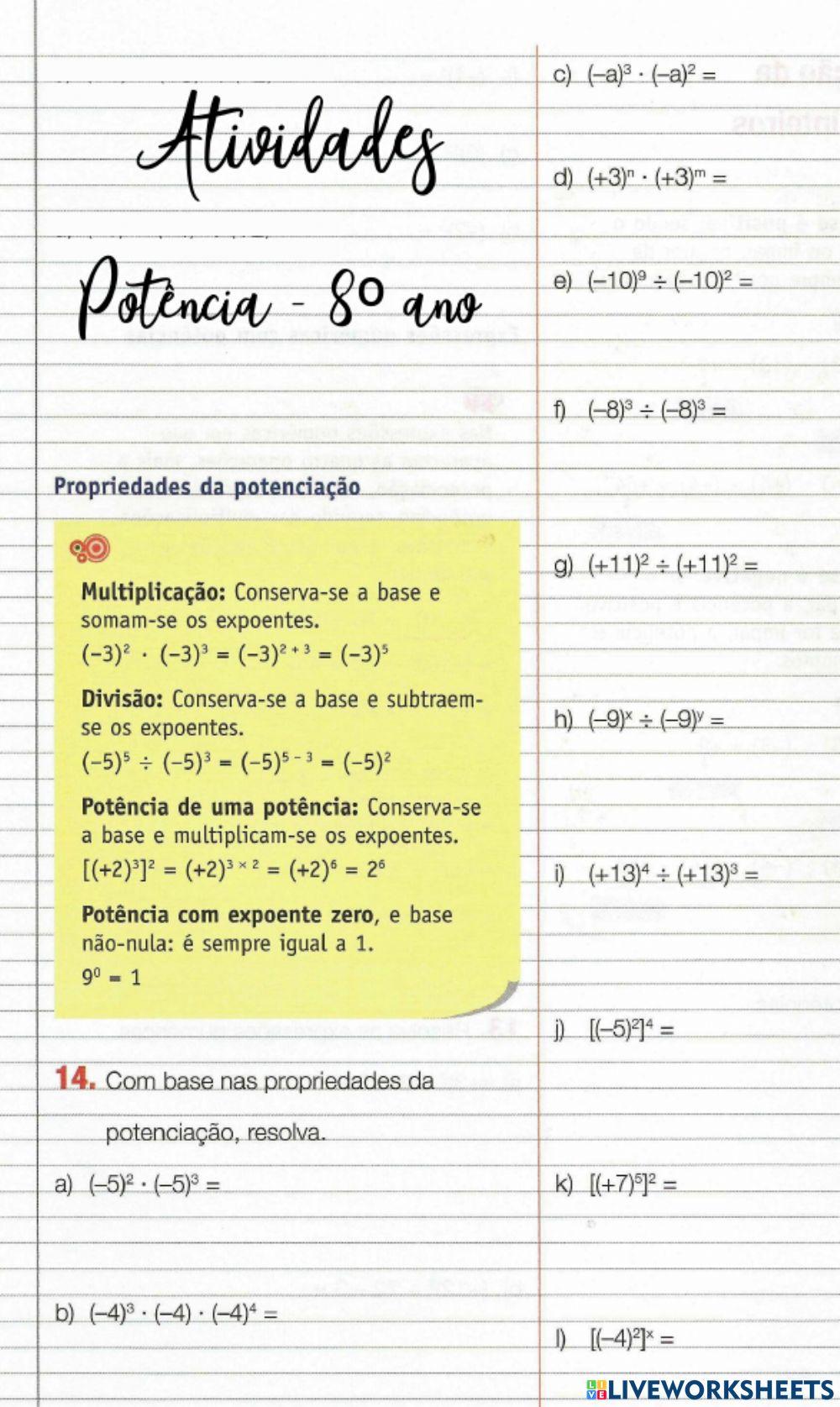 Atividades Potência