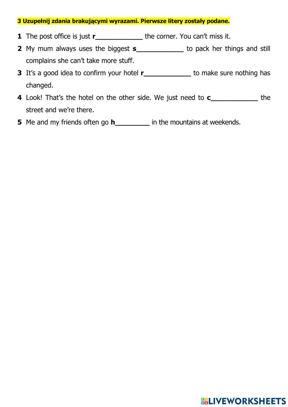 Travelling vocabulary test