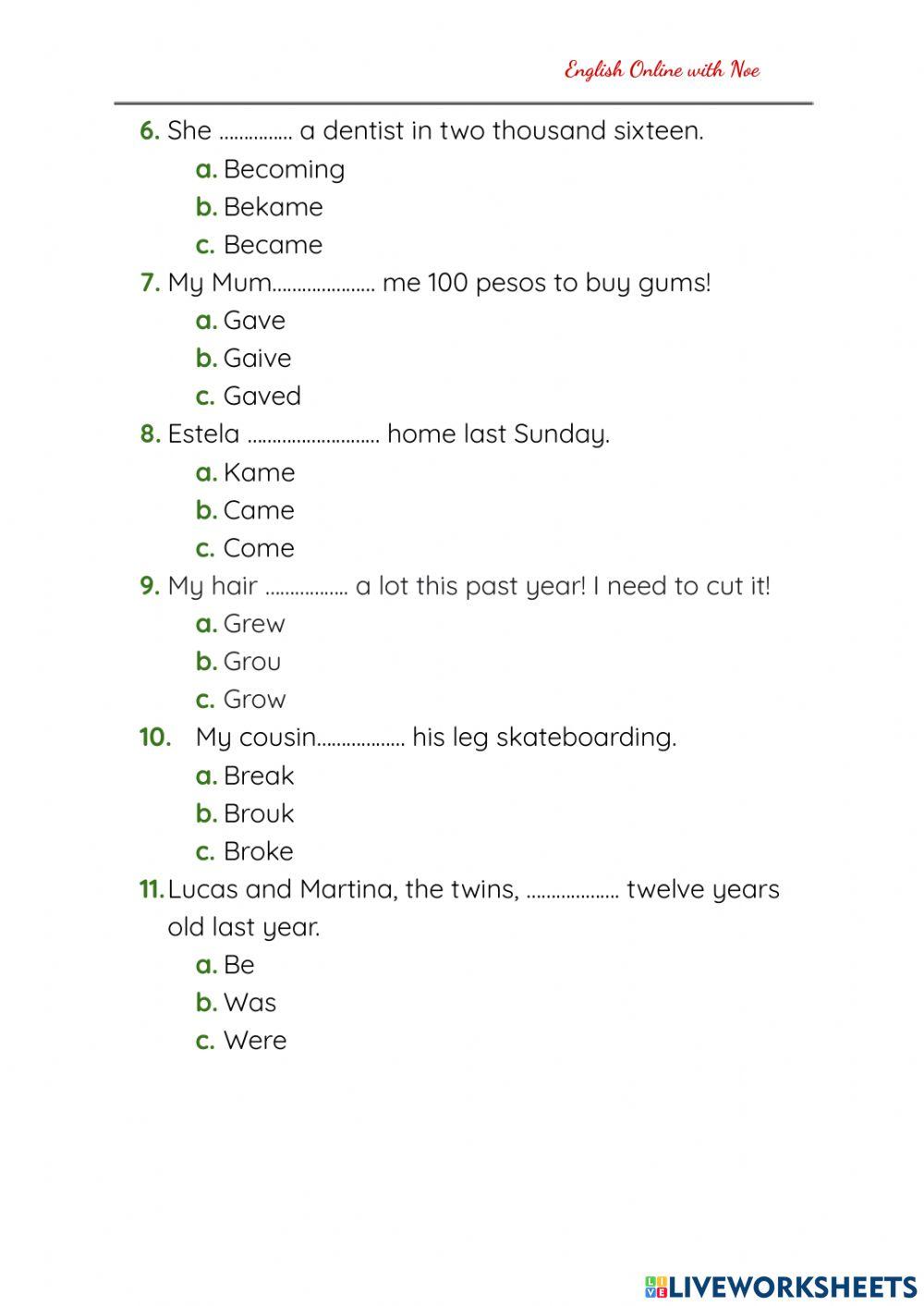 Irregular verbs in the Simple Past